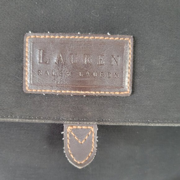 Lauren Ralph Lauren Bag Black Canvas Designer Shoulder Single Strap Brown Classi - Picture 5 of 13
